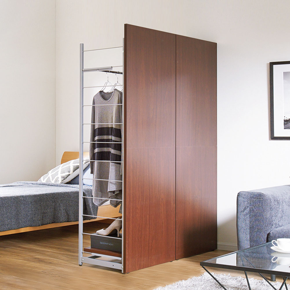 お手軽間仕切り パネル収納ハンガーラック 板タイプ ハンガー1段棚1枚 幅120cm パーテーション 間仕切り リビング収納 589709