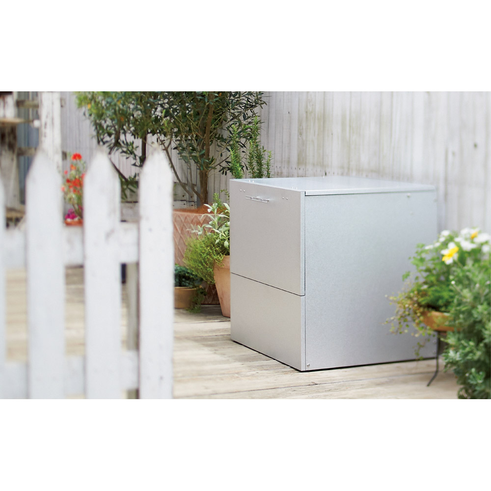 大きく開くガルバ製ゴミ保管庫 幅69奥行56cm 保管庫 590421