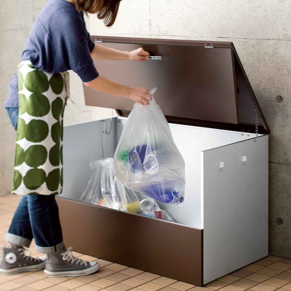 大きく開くガルバ製ゴミ保管庫 幅100奥行56cm 保管庫 590423