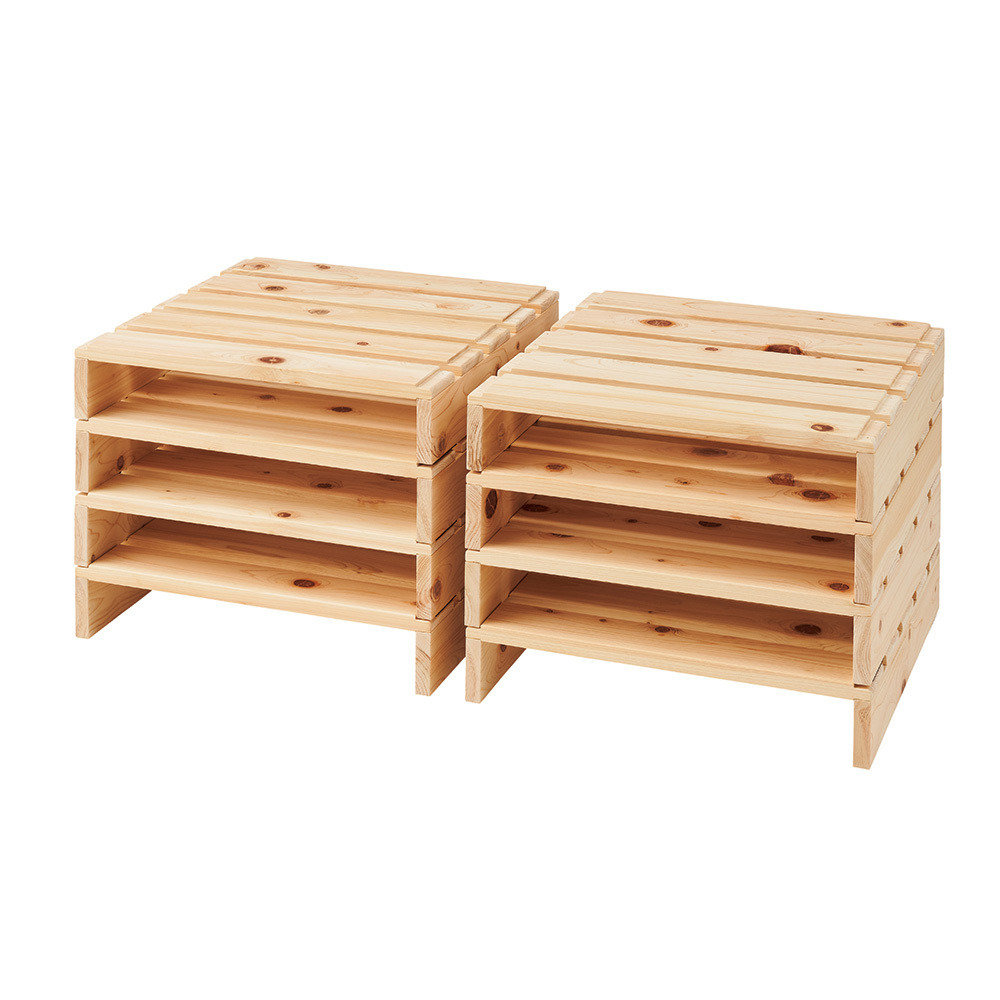 MADE IN JAPAN 自由に並べて使える国産ひのきパレットベッド 幅50cm8枚セット(シングルサイズ) フロアベッド ローベッド ベッド 626201