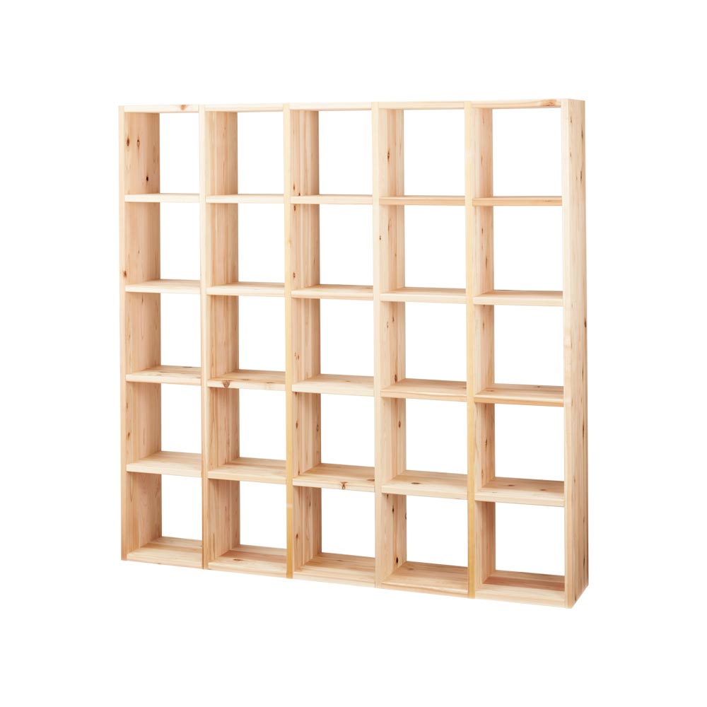 国産杉シェルフ 横5列×縦5段(幅184cm高さ184cm) 押入れ クローゼット収納 衣類収納 626316
