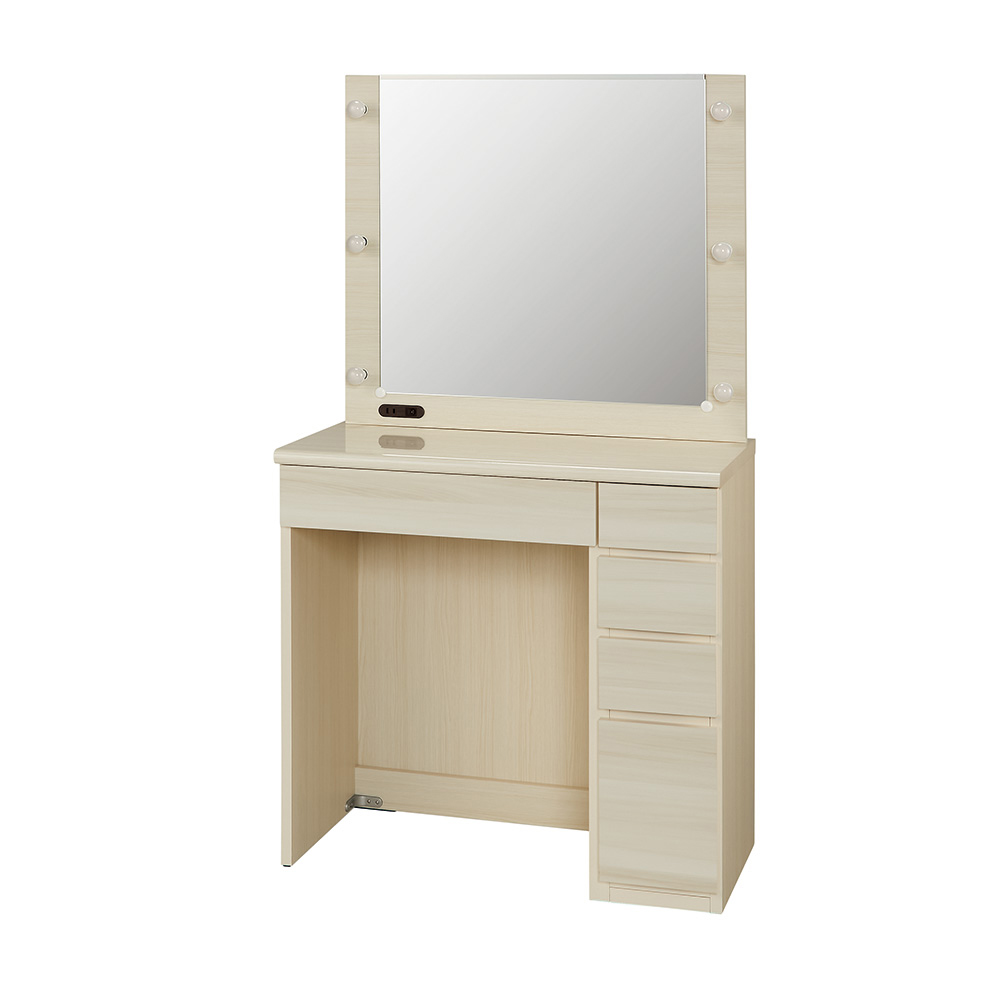 LEDライト付きドレッサーシリーズ ドレッサー 幅78.5cm ドレッサー 化粧台 鏡台 小物収納 フリーボックス 626401