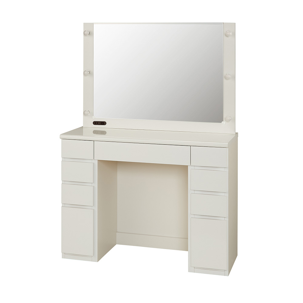 LEDライト付きドレッサーシリーズ ドレッサー 幅99cm ドレッサー 化粧台 鏡台 小物収納 フリーボックス 626402