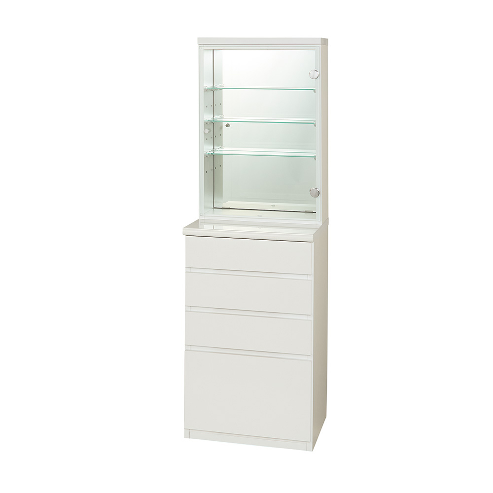 LEDライト付きドレッサーシリーズ ガラスキャビネット付きチェスト 幅45cm リビング リビング収納 626403