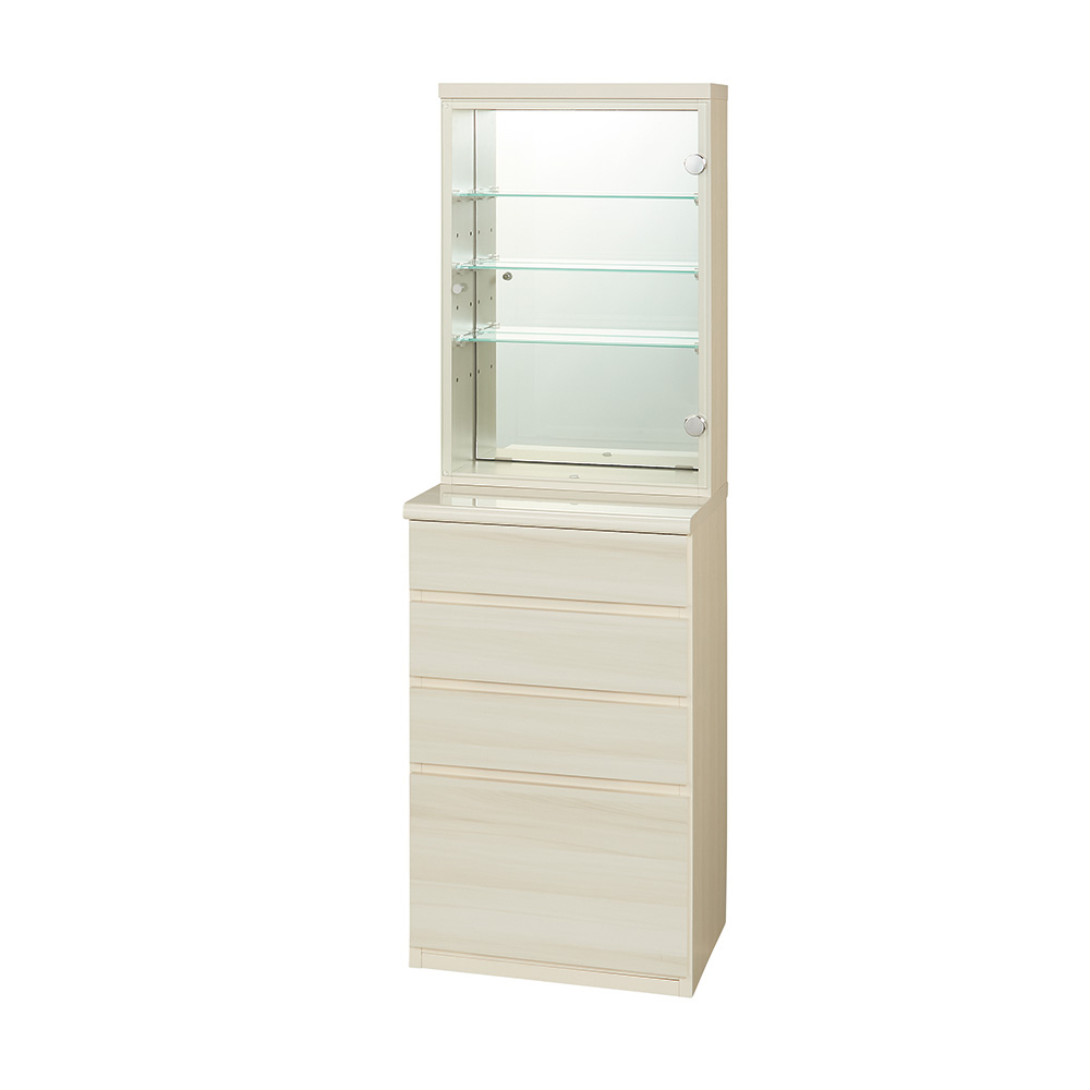 LEDライト付きドレッサーシリーズ ガラスキャビネット付きチェスト 幅45cm リビング リビング収納 626403