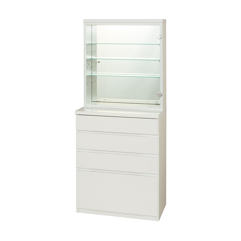 LEDライト付きドレッサーシリーズ ガラスキャビネット付きチェスト 幅60cm リビング リビング収納 626404