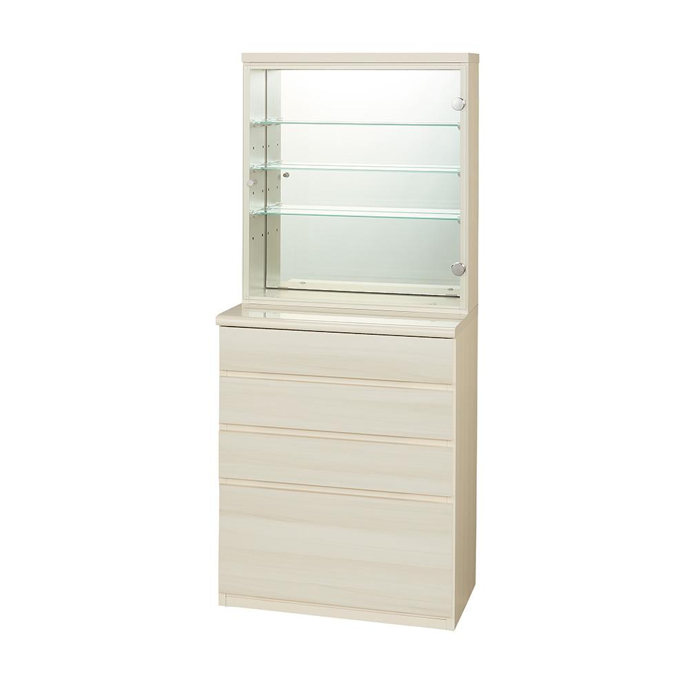 LEDライト付きドレッサーシリーズ ガラスキャビネット付きチェスト 幅60cm リビング リビング収納 626404