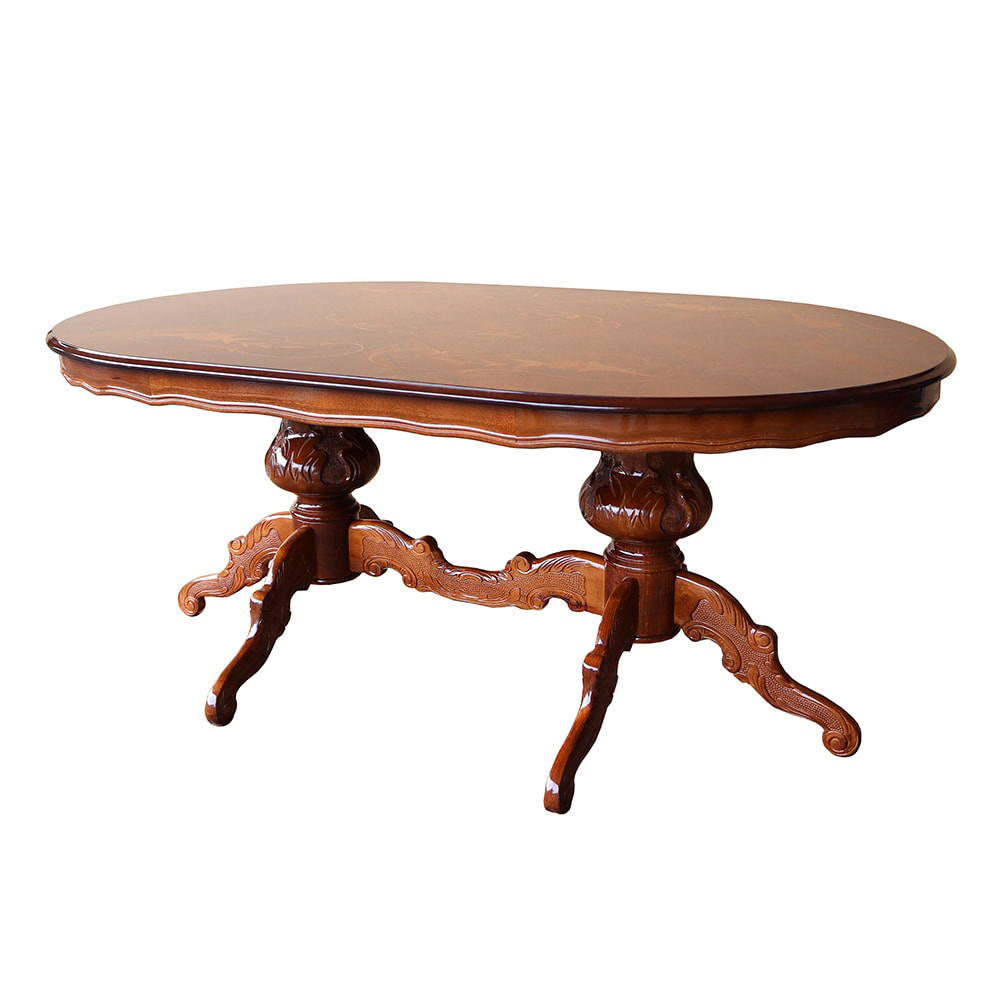 イタリア製 象がんオーバルダイニングテーブル 幅172.5cm ダイニングテーブル テーブル 626407