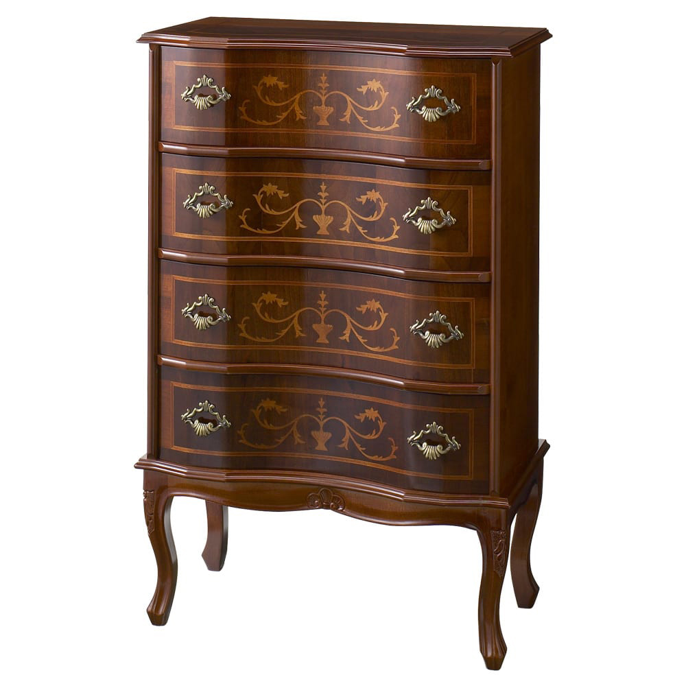 イタリア製 猫脚 象がんシリーズ チェスト4段 幅58cm リビング リビング収納 626411