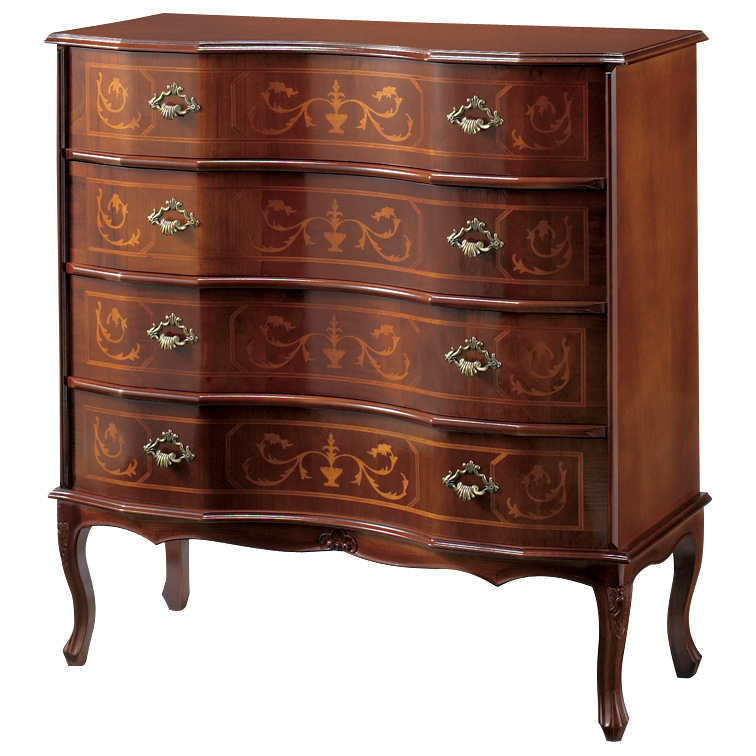 イタリア製 猫脚 象がんシリーズ チェスト4段 幅87cm リビング リビング収納 626412