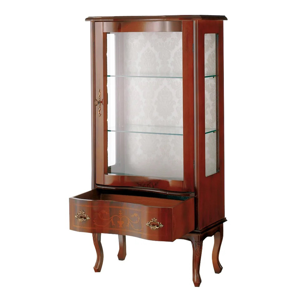 イタリア製 象がんシリーズ ガラスキャビネット 高さ120.5cm キャビネット リビングボード リビング収納 626466