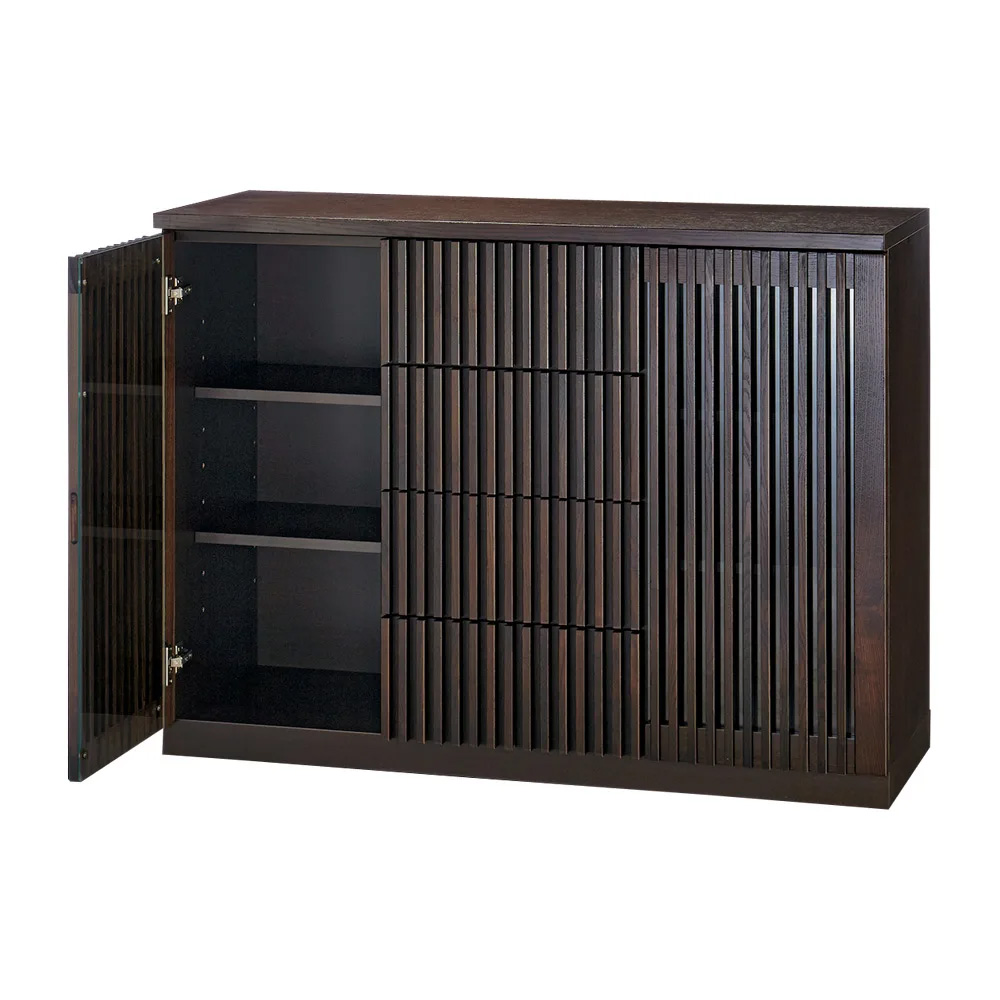 和モダン タモ天然木格子 リビング収納シリーズ リビングボード キャビネット リビングボード リビング収納 626508