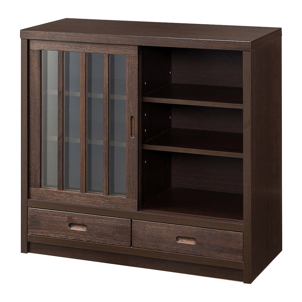 日本製 桐天然木水屋シリーズ サイドボード・幅90cm キャビネット リビングボード リビング収納 626509