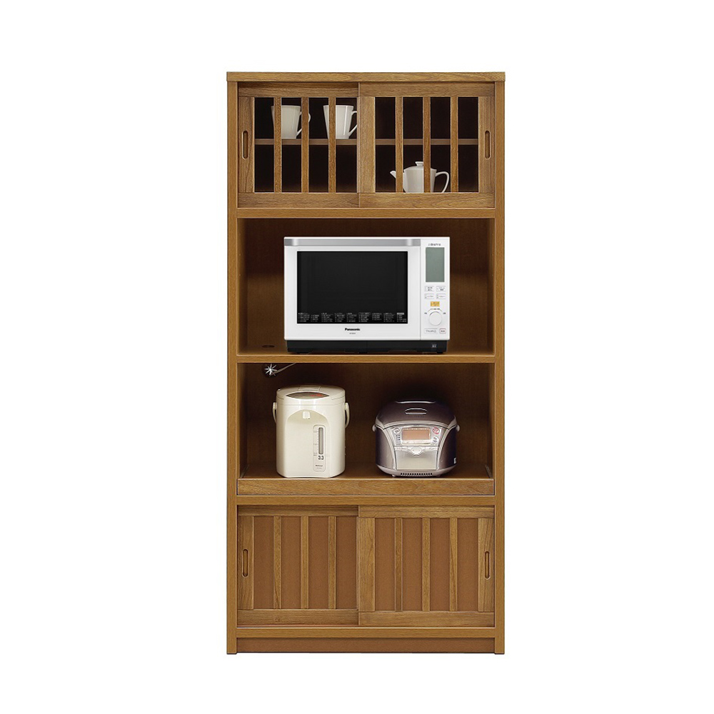 日本製 桐天然木水屋シリーズ レンジボード・幅80cm キッチンボード キッチン収納 626513