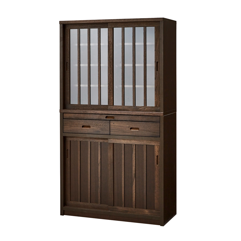 日本製 桐天然木水屋シリーズ ダイニングボード・幅90cm キッチンボード キッチン収納 626514