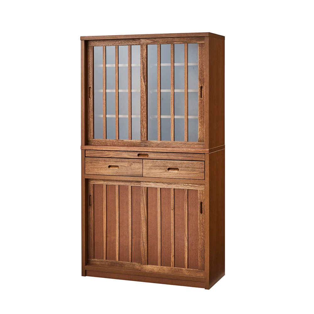 日本製 桐天然木水屋シリーズ ダイニングボード・幅90cm キッチンボード キッチン収納 626514