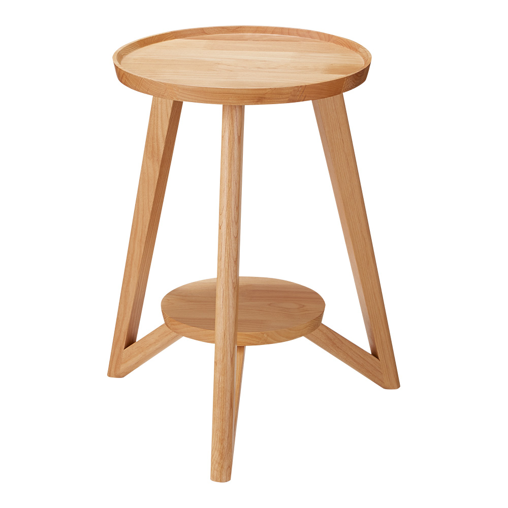 アルダー無垢材サイドテーブル 幅46cm 円形 丸テーブル テーブル 626652