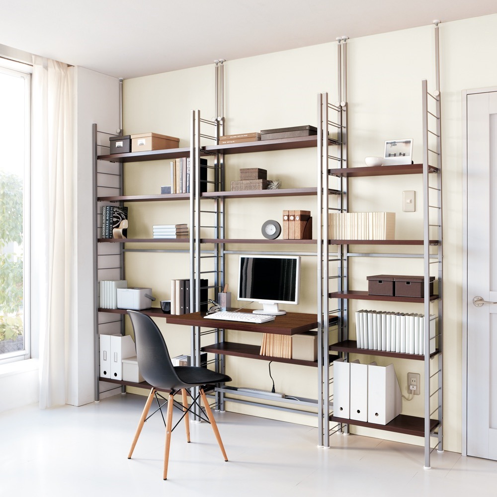 突っ張り式高さ調節シリーズ シェルフラック 幅60奥行20cm 突っ張り収納 ラック 本棚 シェルフ 627001