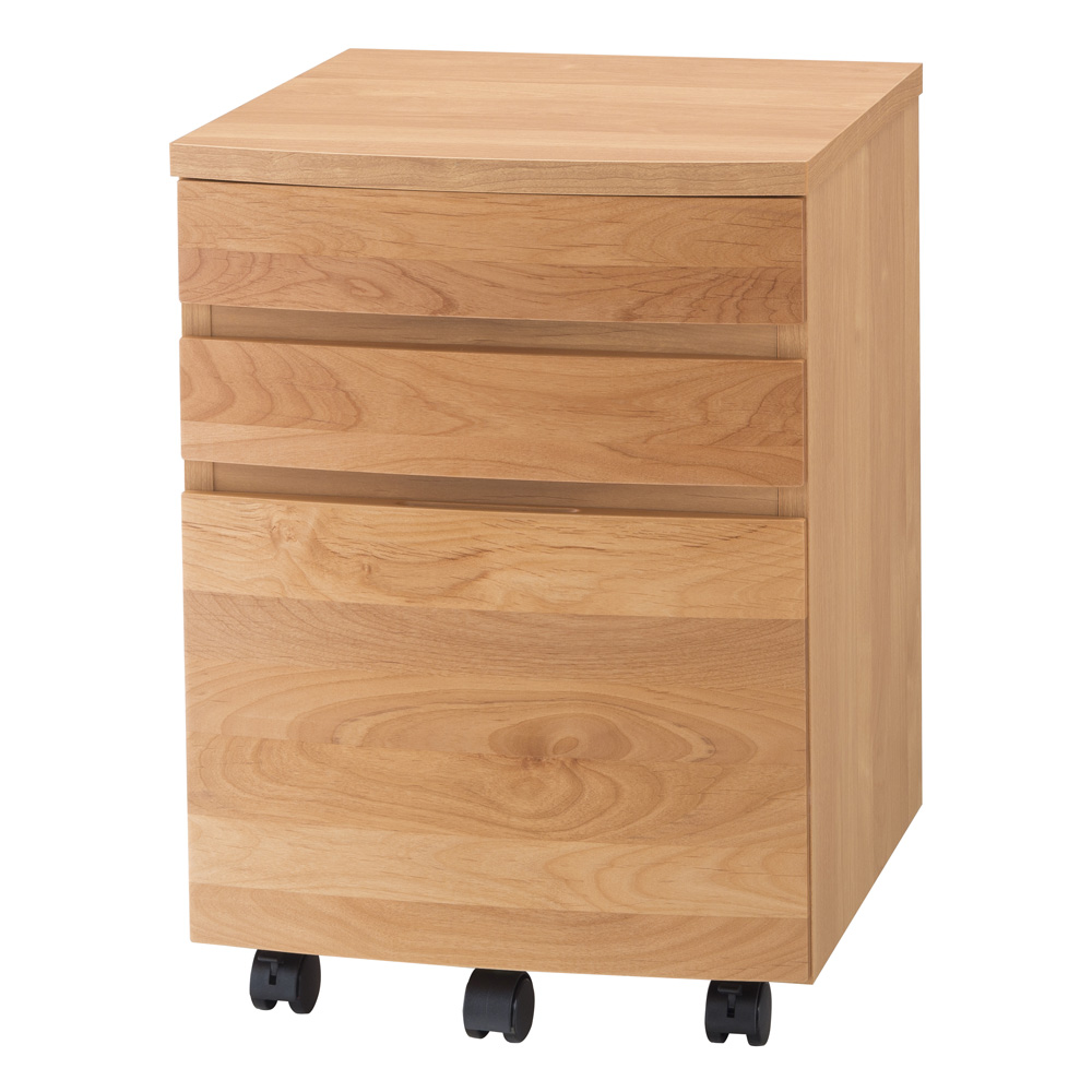 アルダー天然木 アールデザインデスクシリーズ デスク下チェスト サイド 脇机 机 627016