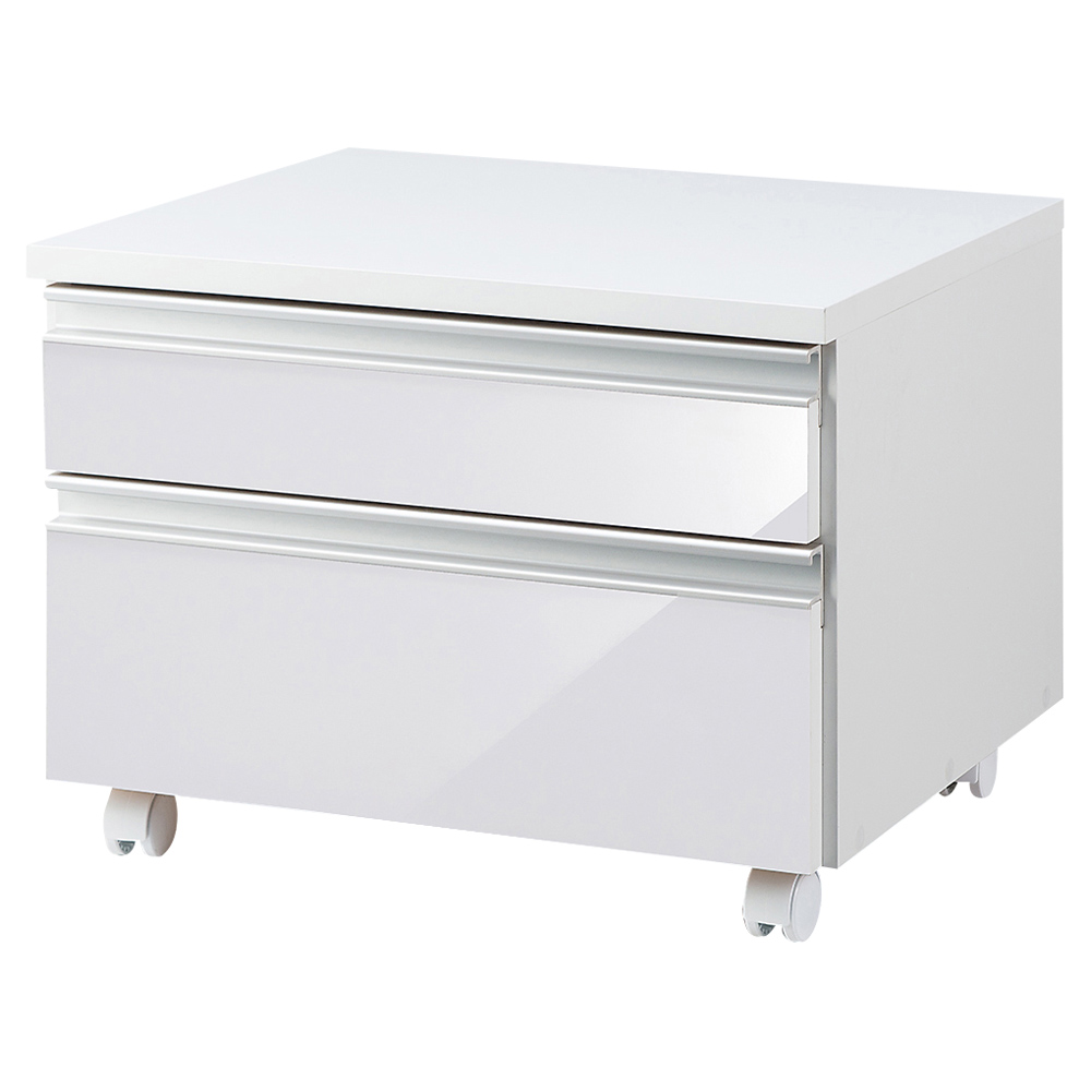 引き出し付き 光沢仕上げアーバンデスクシリーズ プリンターカート 台 ラック リビング収納 627022