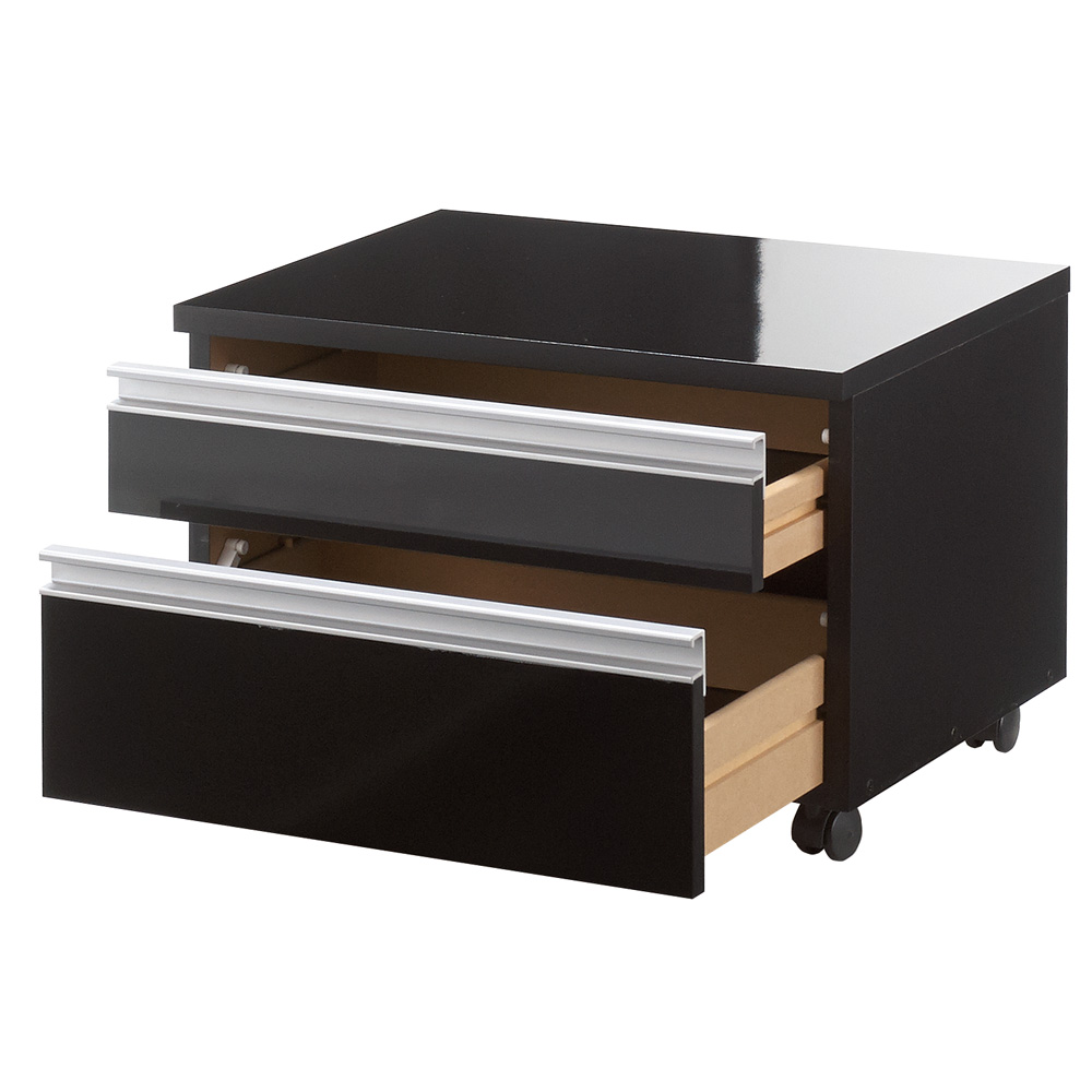引き出し付き 光沢仕上げアーバンデスクシリーズ プリンターカート 台 ラック リビング収納 627022