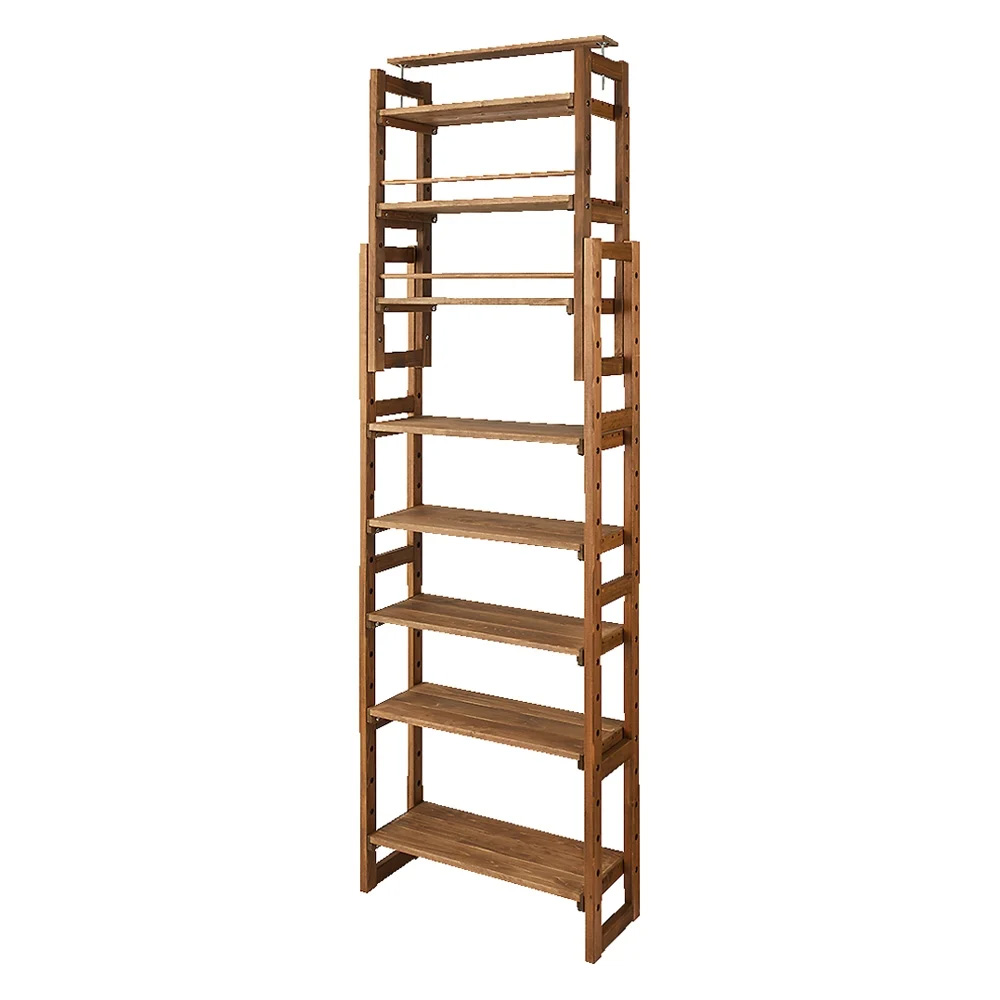 日本製東濃檜 国産頑丈突っ張りシェルフ 幅75cm奥行29cm（天井対応高さ188cm-252cm） 突っ張り収納 ラック 本棚 シェルフ 627407