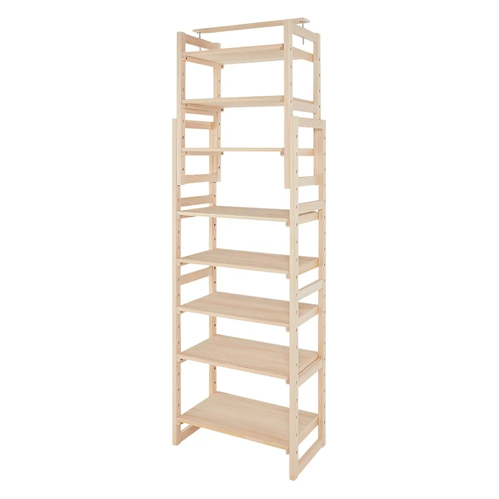 日本製東濃檜 大量収納が叶う国産頑丈突っ張りシェルフ 幅75cm奥行45cm(天井対応高さ188cm-252cm) 突っ張り収納 ラック 本棚 シェルフ 627413