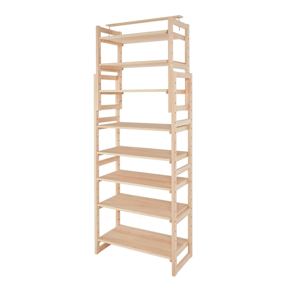 日本製東濃檜 大量収納が叶う国産頑丈突っ張りシェルフ 幅90cm奥行45cm(天井対応高さ188cm-252cm) 突っ張り収納 ラック 本棚 シェルフ 627414