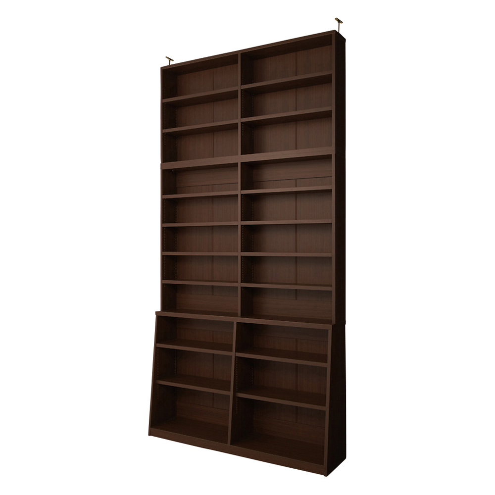 ≪幅118cm本体高さ232.5cm≫ 脚元安定1cmピッチ棚板頑丈薄型書棚 突っ張りタイプ本体高さ232.5cm 突っ張り収納 ラック 本棚 シェルフ 627514