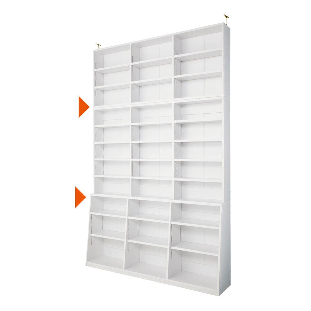 ≪幅118cm本体高さ232.5cm≫ 脚元安定1cmピッチ棚板頑丈薄型書棚 突っ張りタイプ本体高さ232.5cm 突っ張り収納 ラック 本棚 シェルフ 627514