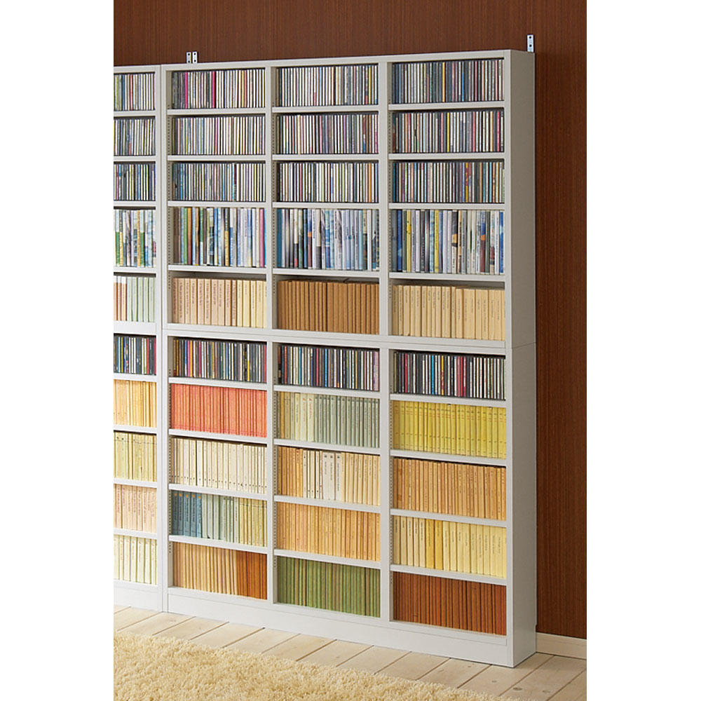 1cmピッチ薄型壁面書棚 奥行19cm 幅123cm 高さ180cm オープン コミックラック 本棚 ラック シェルフ 627808