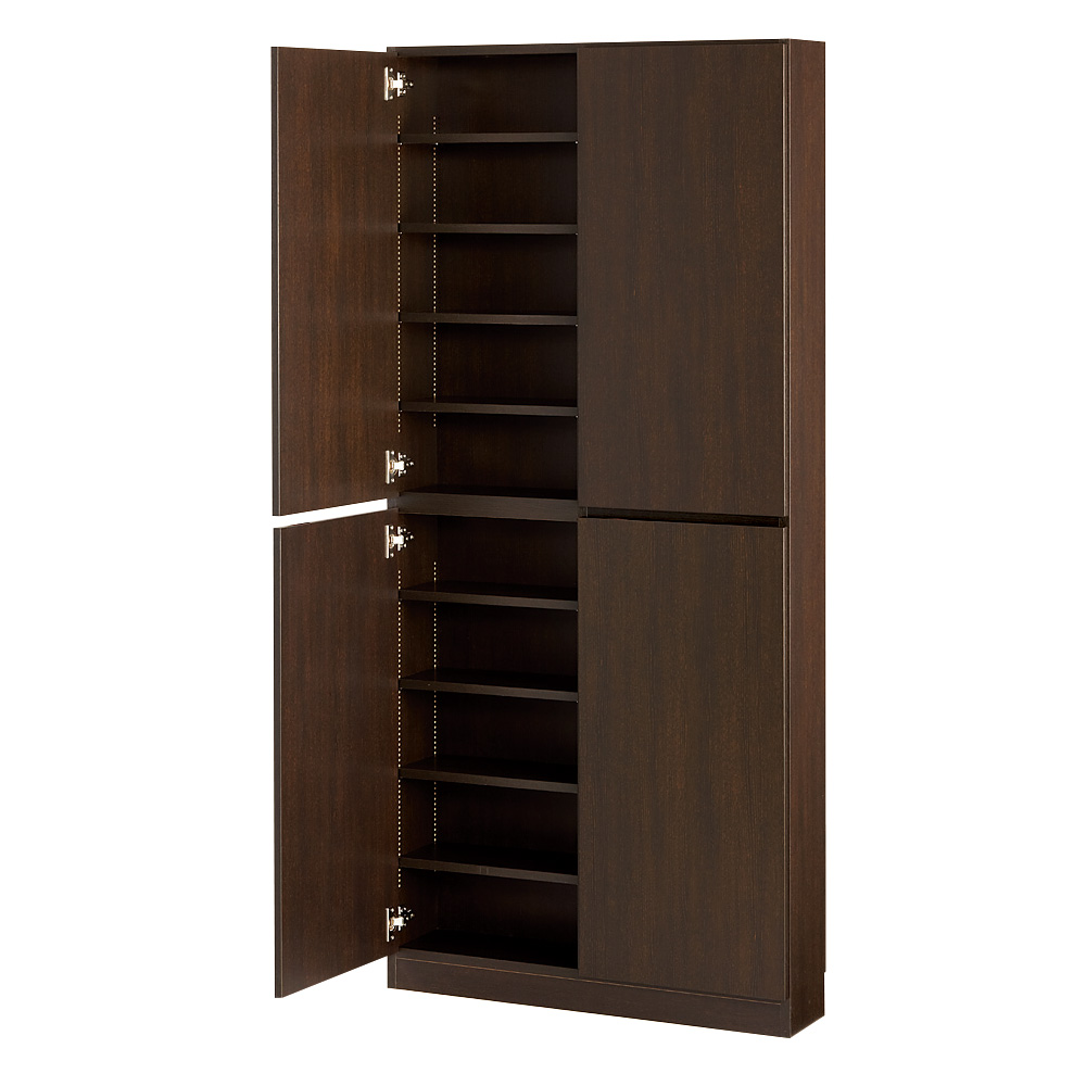 1cmピッチ薄型壁面書棚 奥行20.5cm 幅82cm 高さ180cm 扉 コミックラック 本棚 ラック シェルフ 627813