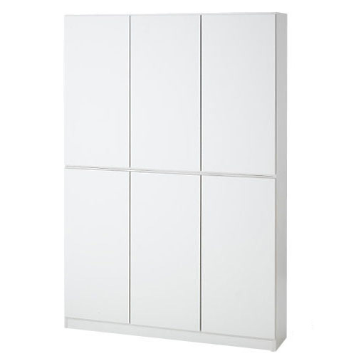 1cmピッチ薄型壁面書棚 奥行29.5cm 幅123cm 高さ180cm 扉 コミックラック 本棚 ラック シェルフ 627817