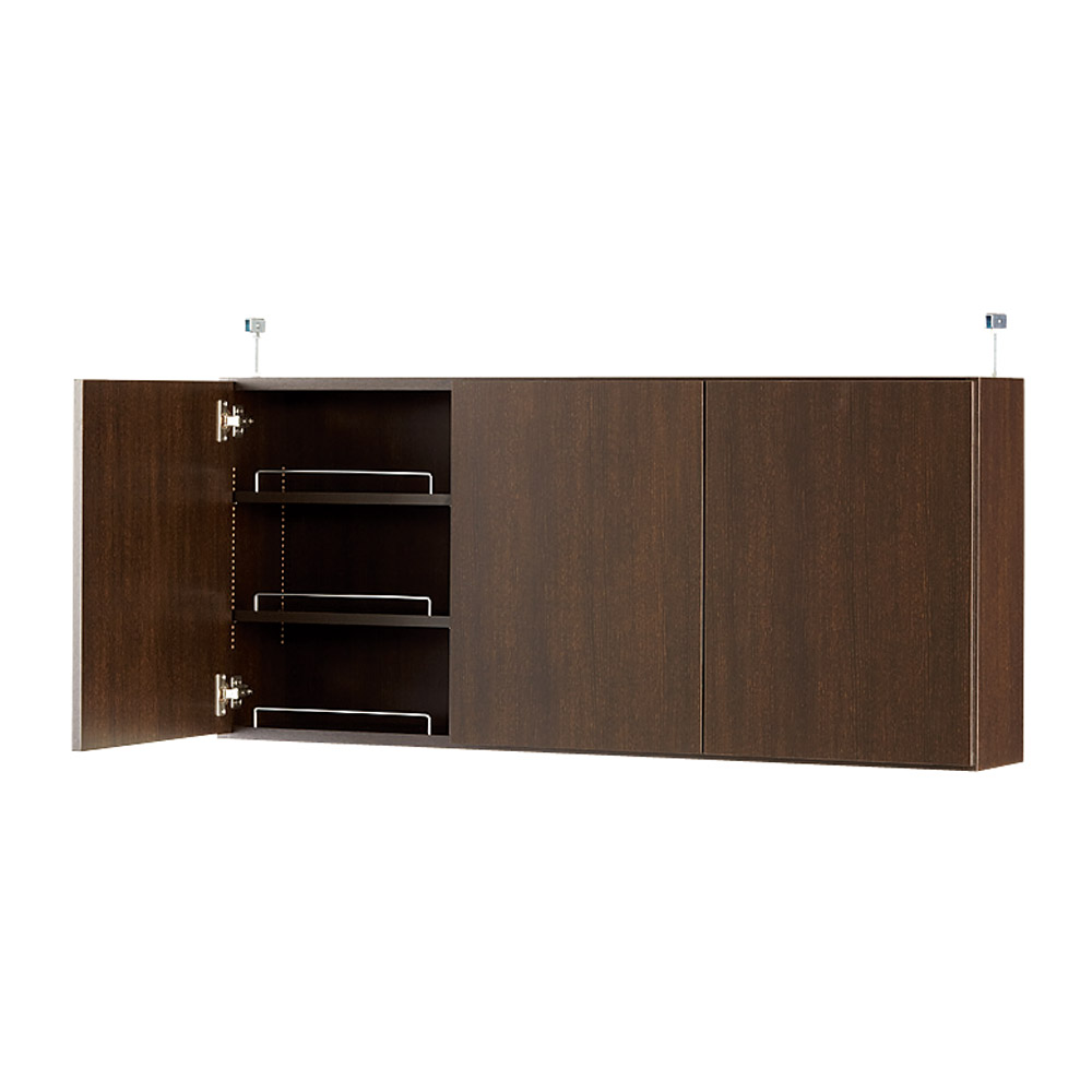 1cmピッチ薄型壁面書棚 奥行20.5cm 幅123cm 上置き高さ55cm 扉 コミックラック 本棚 ラック シェルフ 627826