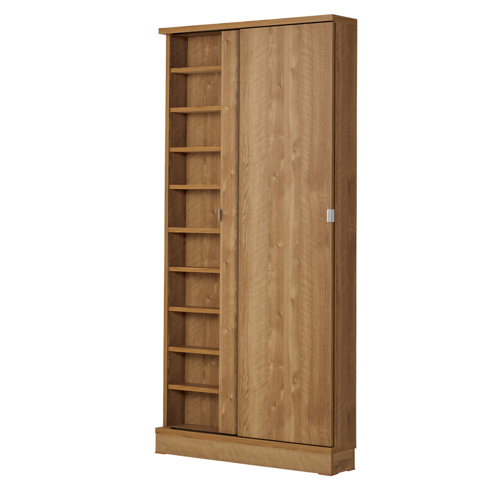 棚板1cmピッチの引き戸本棚 幅87cm奥行19.5cm コミックラック 本棚 ラック シェルフ 627901