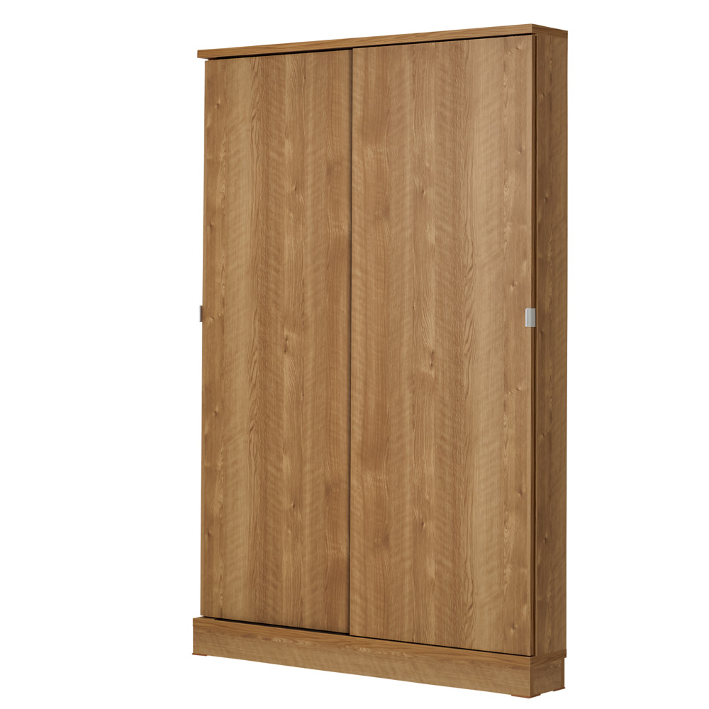 棚板1cmピッチの引き戸本棚 幅117cm奥行19.5cm コミックラック 本棚 ラック シェルフ 627902