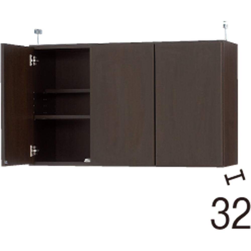 効率収納できる段違い棚シェルフ ［突っ張り上置き 板扉タイプ 開き戸 幅90cm］ 上置き高さ54.5cm 突っ張り収納 ラック 本棚 シェルフ 627934