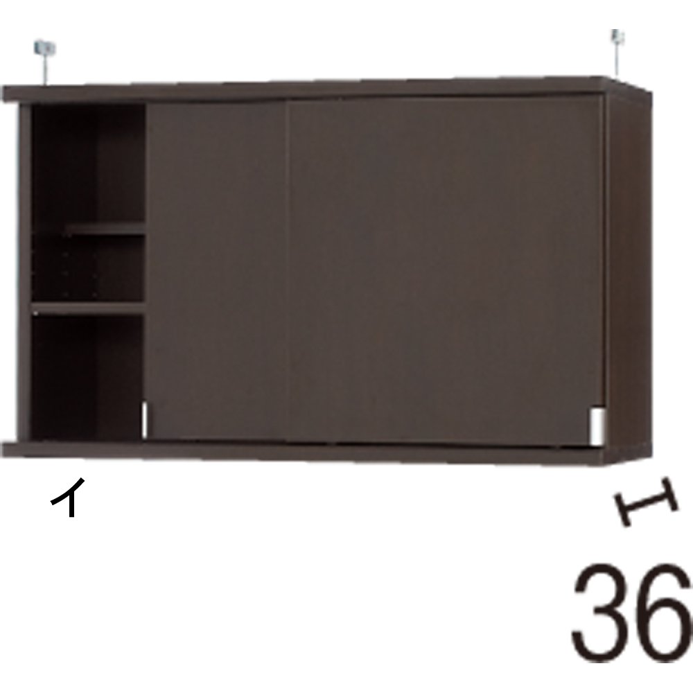 効率収納できる段違い棚シェルフ ［突っ張り上置き 板扉タイプ 引き戸 幅90cm］ 上置き高さ54.5cm 突っ張り収納 ラック 本棚 シェルフ 627942