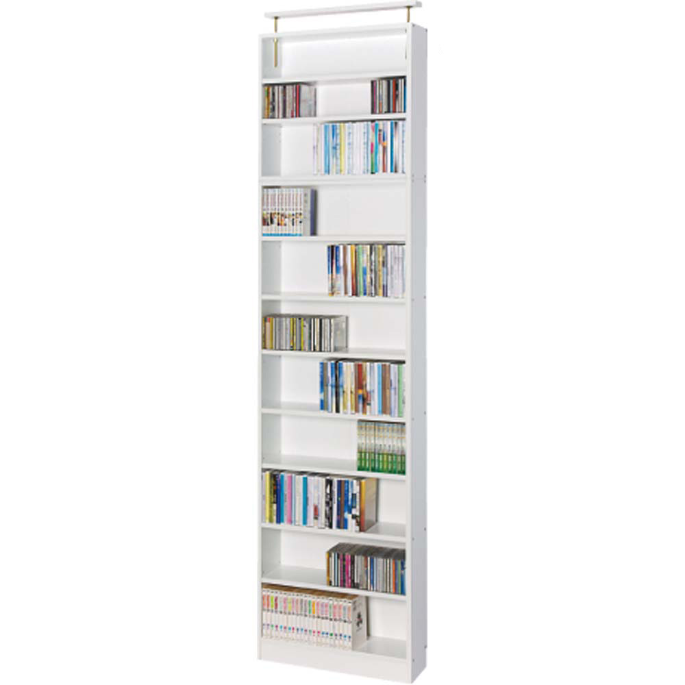 天井突っ張り式壁面ラック オープンタイプ上置き付き 幅120.5奥行30本体高さ235cm 突っ張り収納 ラック 本棚 シェルフ 628006