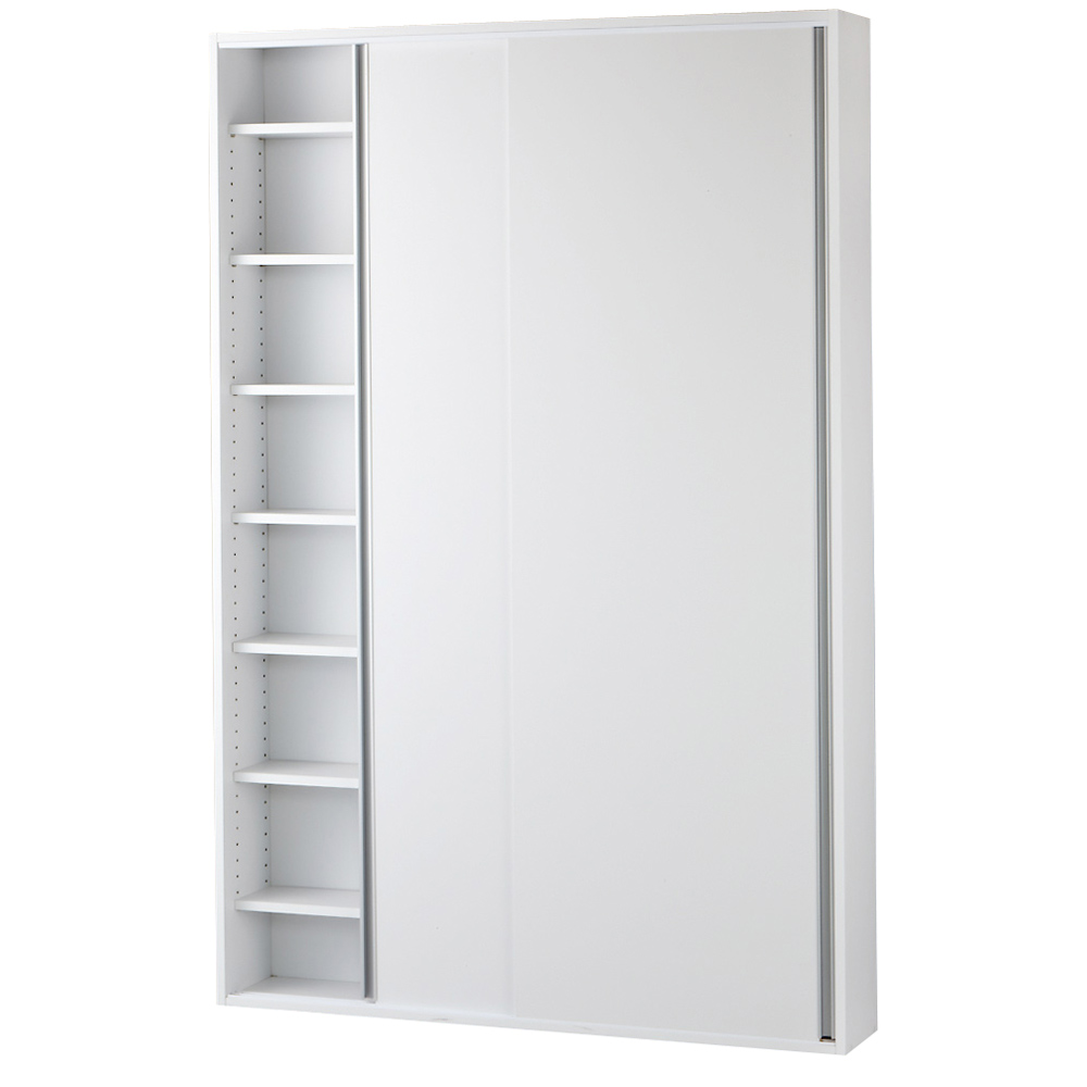 光沢仕様 引き戸壁面収納本棚 幅120奥行21高さ180cm CD DVDラック 本棚 ラック シェルフ 628022