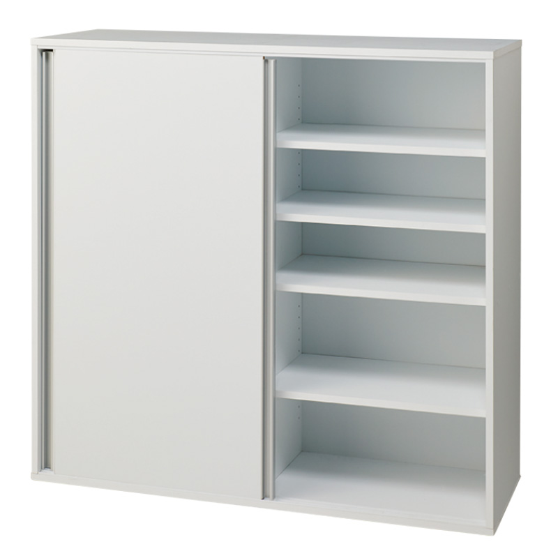 大量収納が自慢の引き戸式本棚 幅120本体高さ114cm 奥行40cm CD DVDラック 本棚 ラック シェルフ 628034