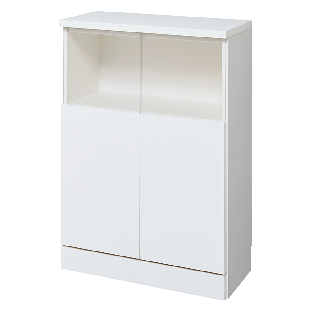 【完成品】LED付きギャラリー収納本棚 幅60奥行20cm 2枚扉タイプ キッチンカウンター下収納 キッチン収納 628101