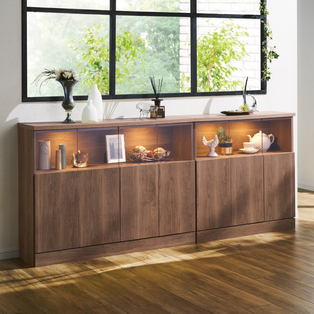 【完成品】LED付きギャラリー収納本棚 幅150奥行29.5cm 5枚扉タイプ コレクションケース ディスプレイラック 飾り棚 本棚 ラック シェルフ 628108