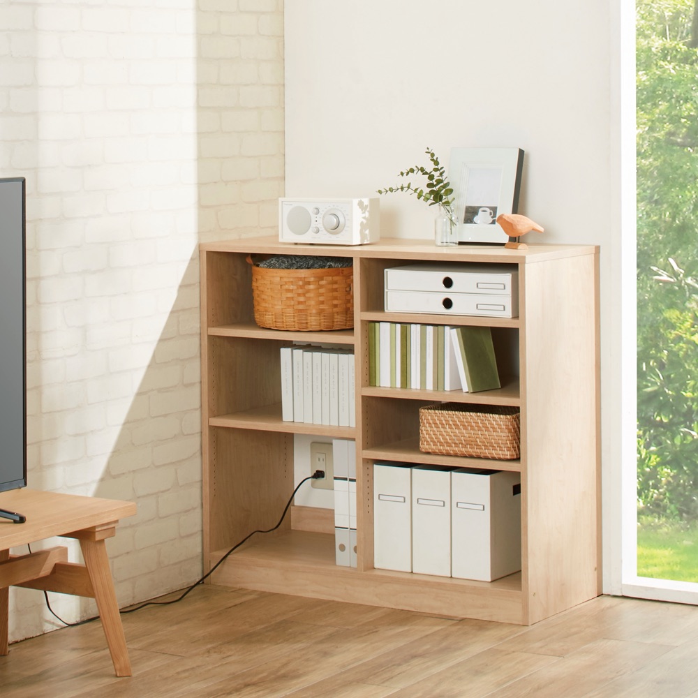 奥行き選べる背板オープン腰高本棚 幅150奥行29.5cm キッチンカウンター下収納 キッチン収納 628140