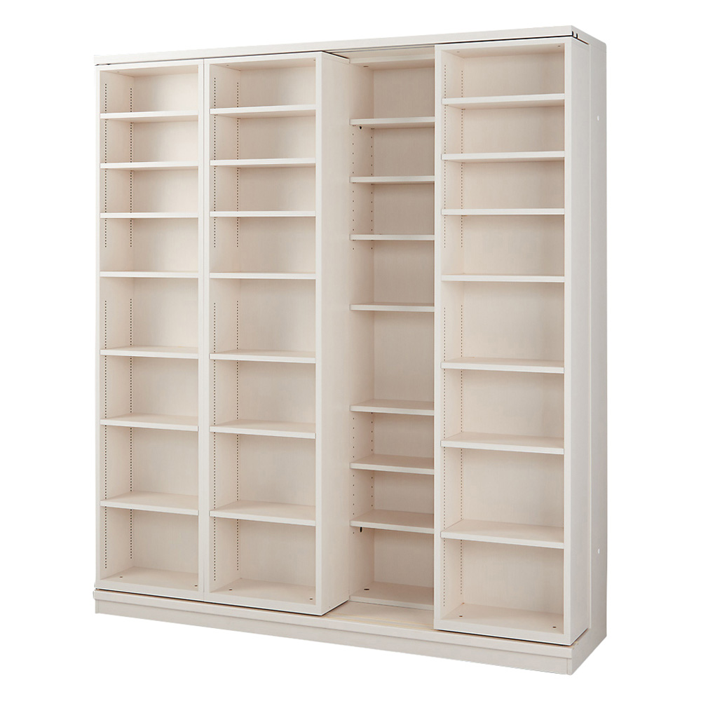 本格仕様 快適スライド書棚 オープン 4列 コミックラック 本棚 ラック シェルフ 628203