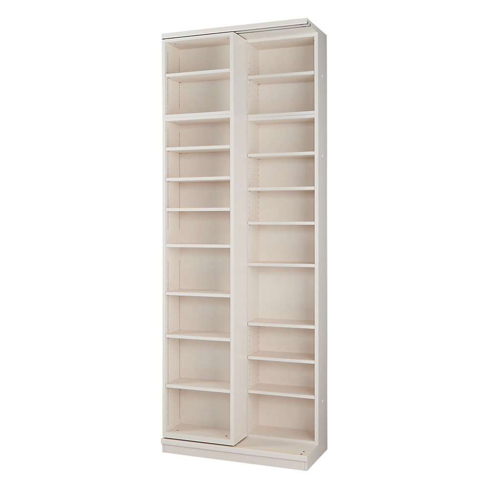 本格仕様 快適スライド書棚 オープン・上置き付き 2列 コミックラック 本棚 ラック シェルフ 628204