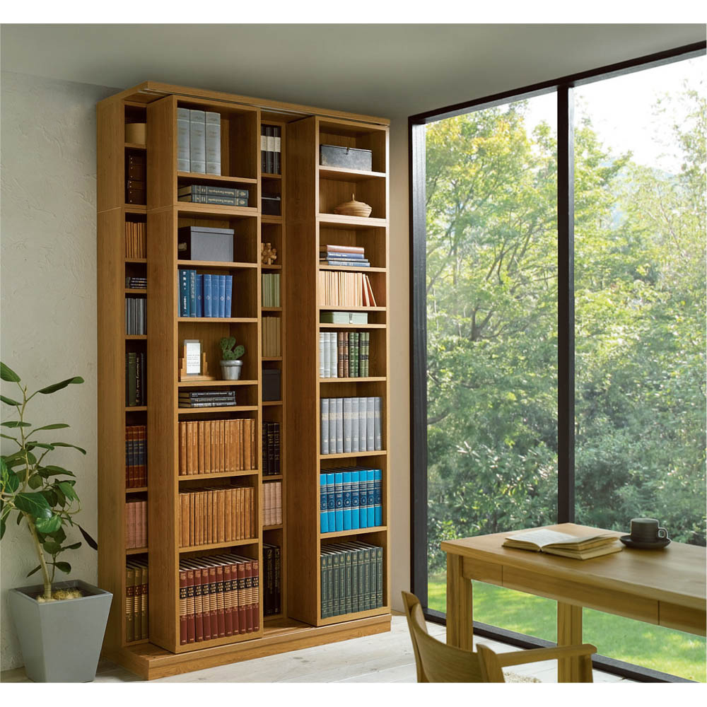 本格仕様 快適スライド書棚 オープン・上置き付き 3列 コミックラック 本棚 ラック シェルフ 628205