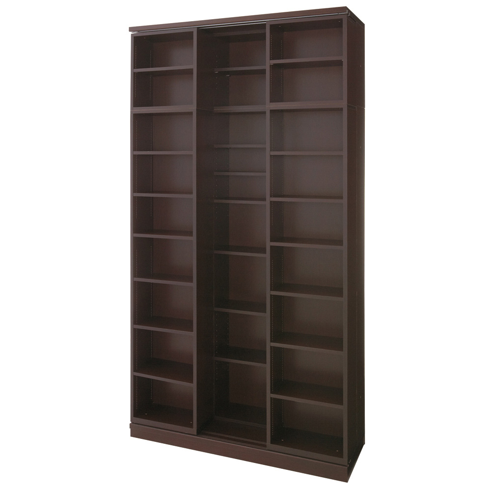 本格仕様 快適スライド書棚 オープン・上置き付き 3列 コミックラック 本棚 ラック シェルフ 628205