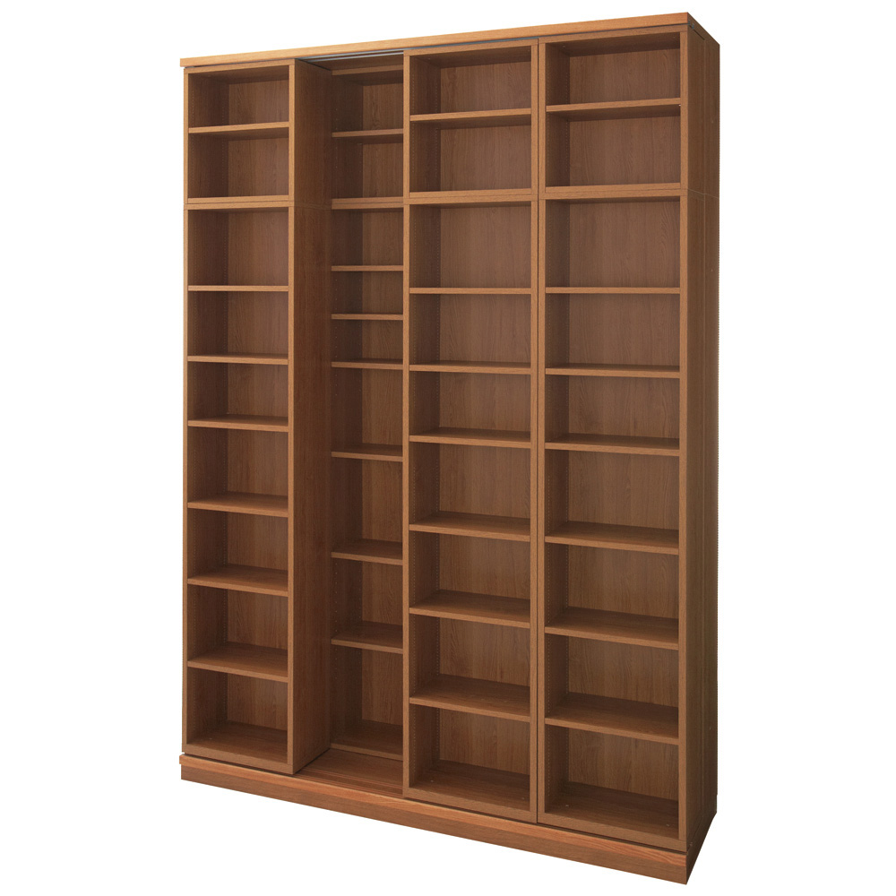 本格仕様 快適スライド書棚 オープン・上置き付き 4列 コミックラック 本棚 ラック シェルフ 628206