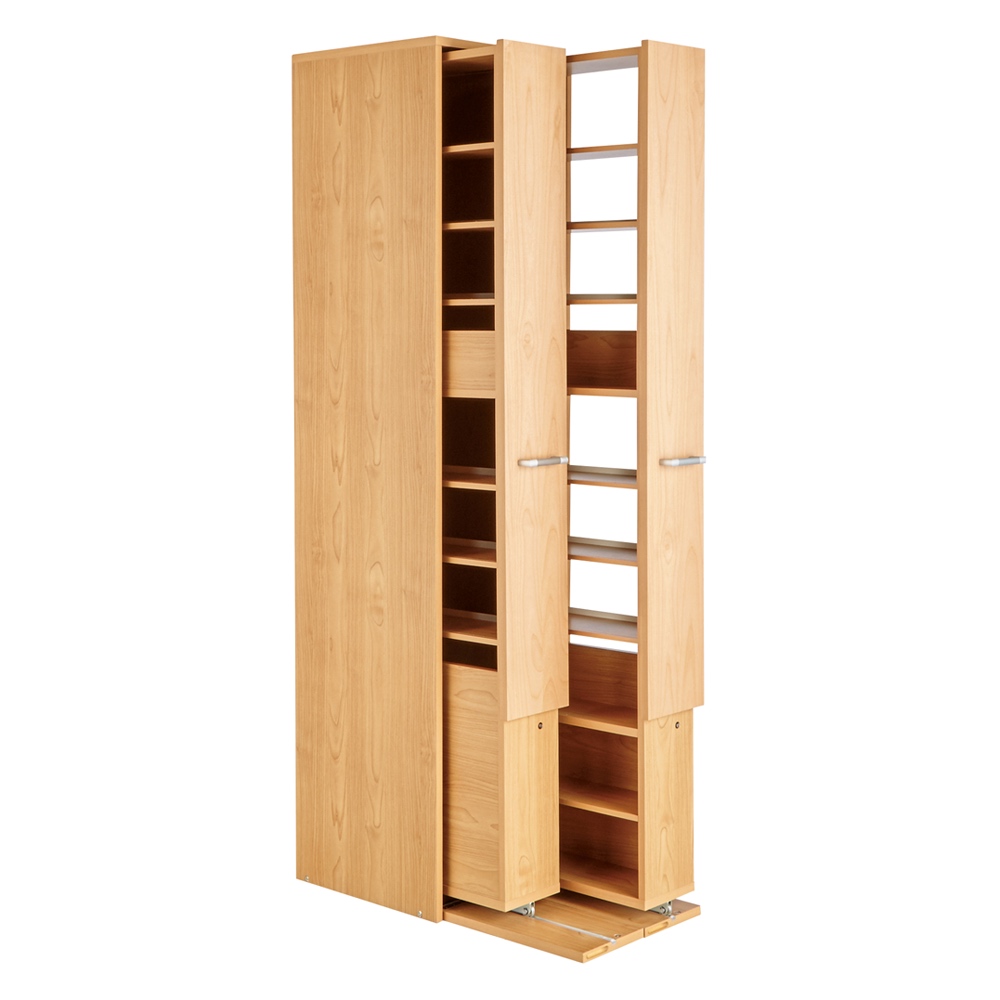 本格派 スライド収納書棚 AV収納庫 2列・幅44cm 本棚 ブックシェルフ 書棚 ラック シェルフ 628210